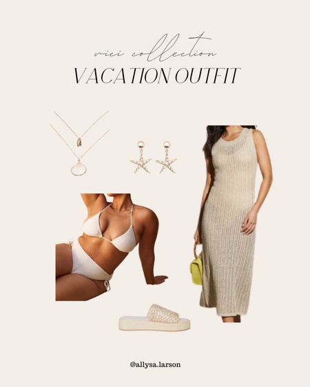 Vacation outfit, beach outfit, swimsuit, bikini, vacation jewelry, raffia sandals, neutral style 

#LTKshoecrush #LTKstyletip #LTKSeasonal