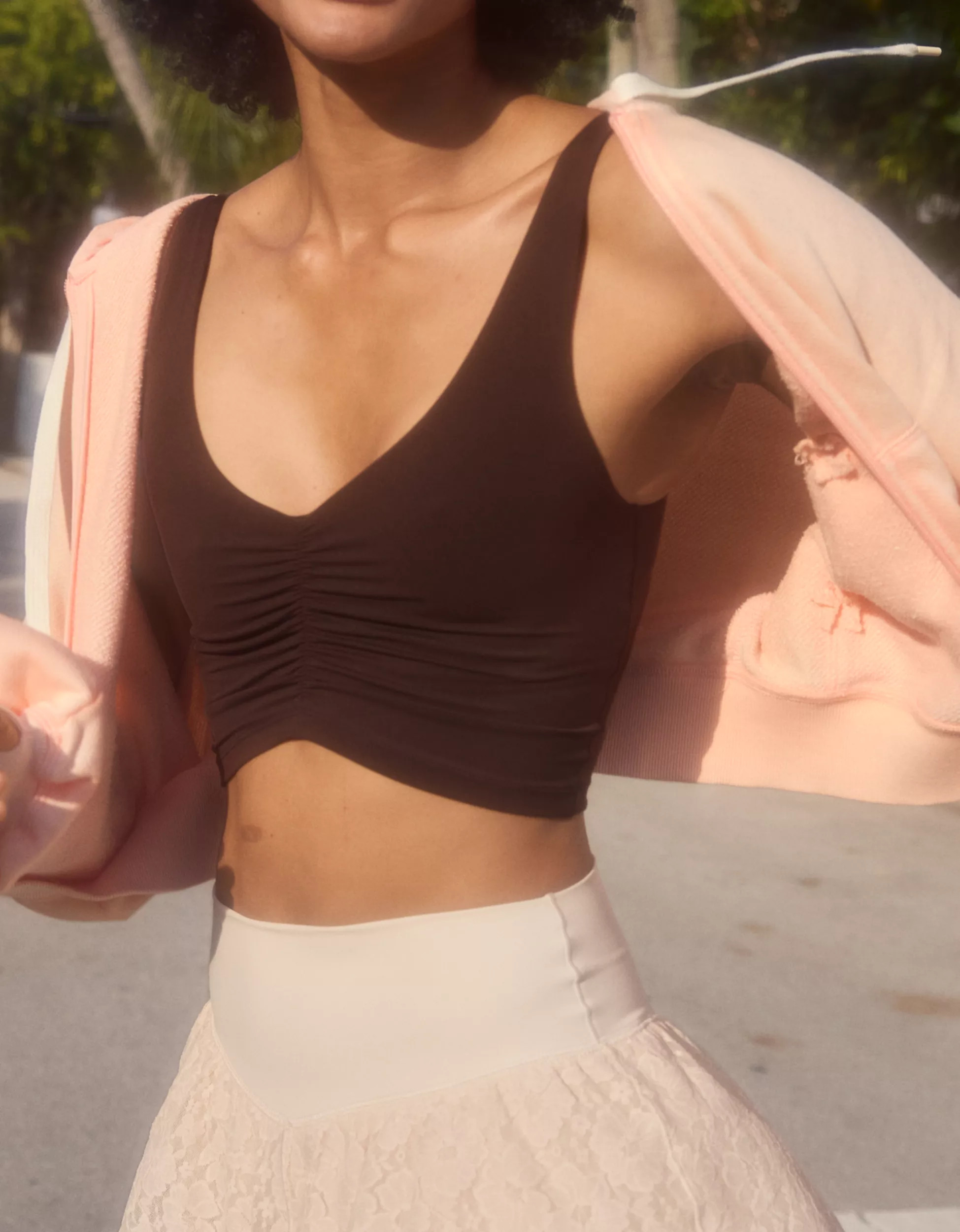 OFFLINE By Aerie Real Me Low Key Ruched Longline Sports Bra | Aerie