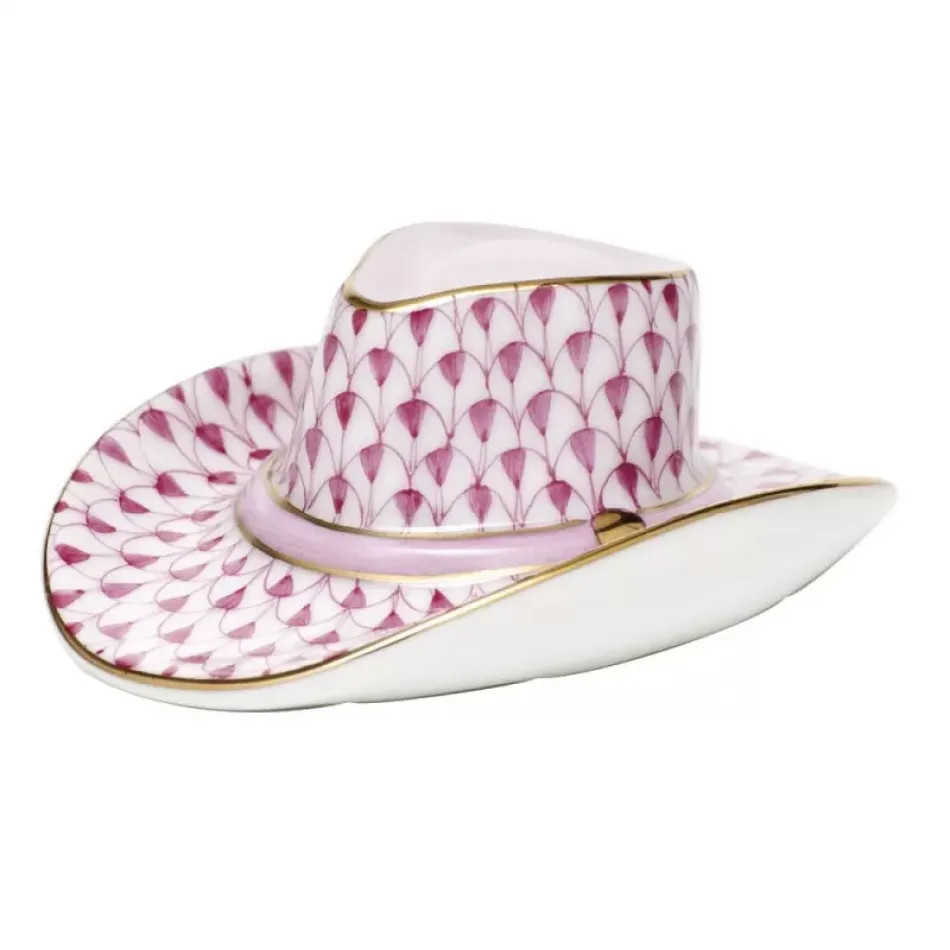 Herend Cowboy Hat Raspberry 3.25 in L X 1.25 in H | Gracious Style | Gracious Style, Inc.