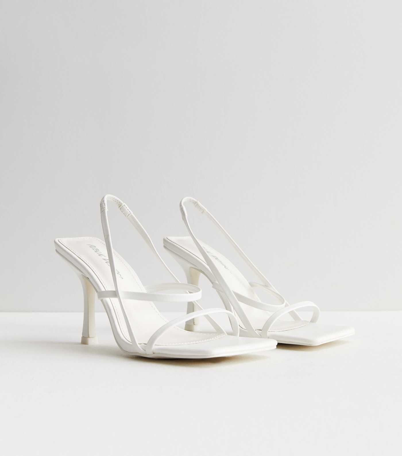 Public Desire White Strappy Flared Stiletto Heel Sandals
						
						Add to Saved Items
						Re... | New Look (UK)
