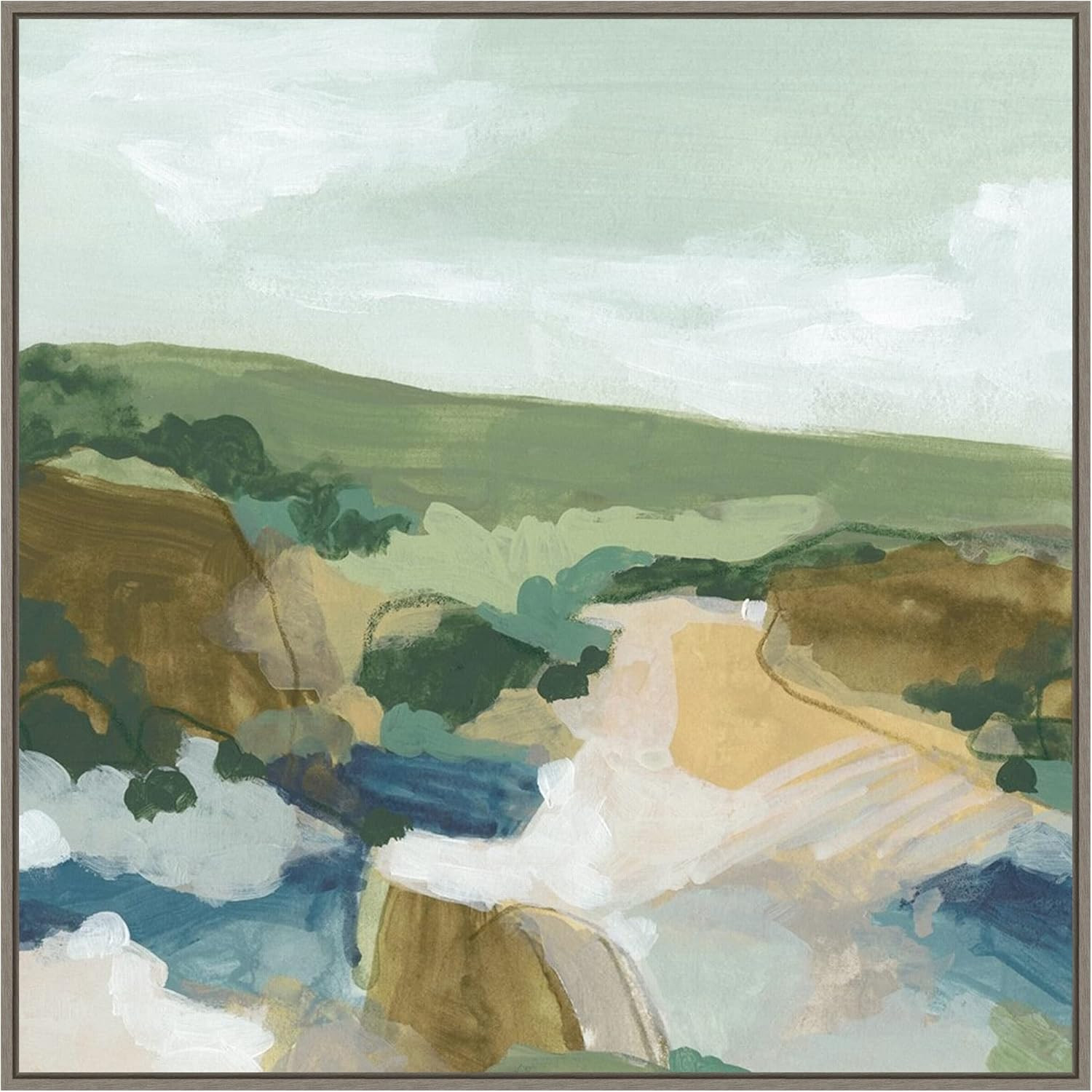 Amanti Art Framed Canvas Wall Art Print (30x30) Plein Air Primitive I by June Erica Vess Float Fr... | Amazon (US)