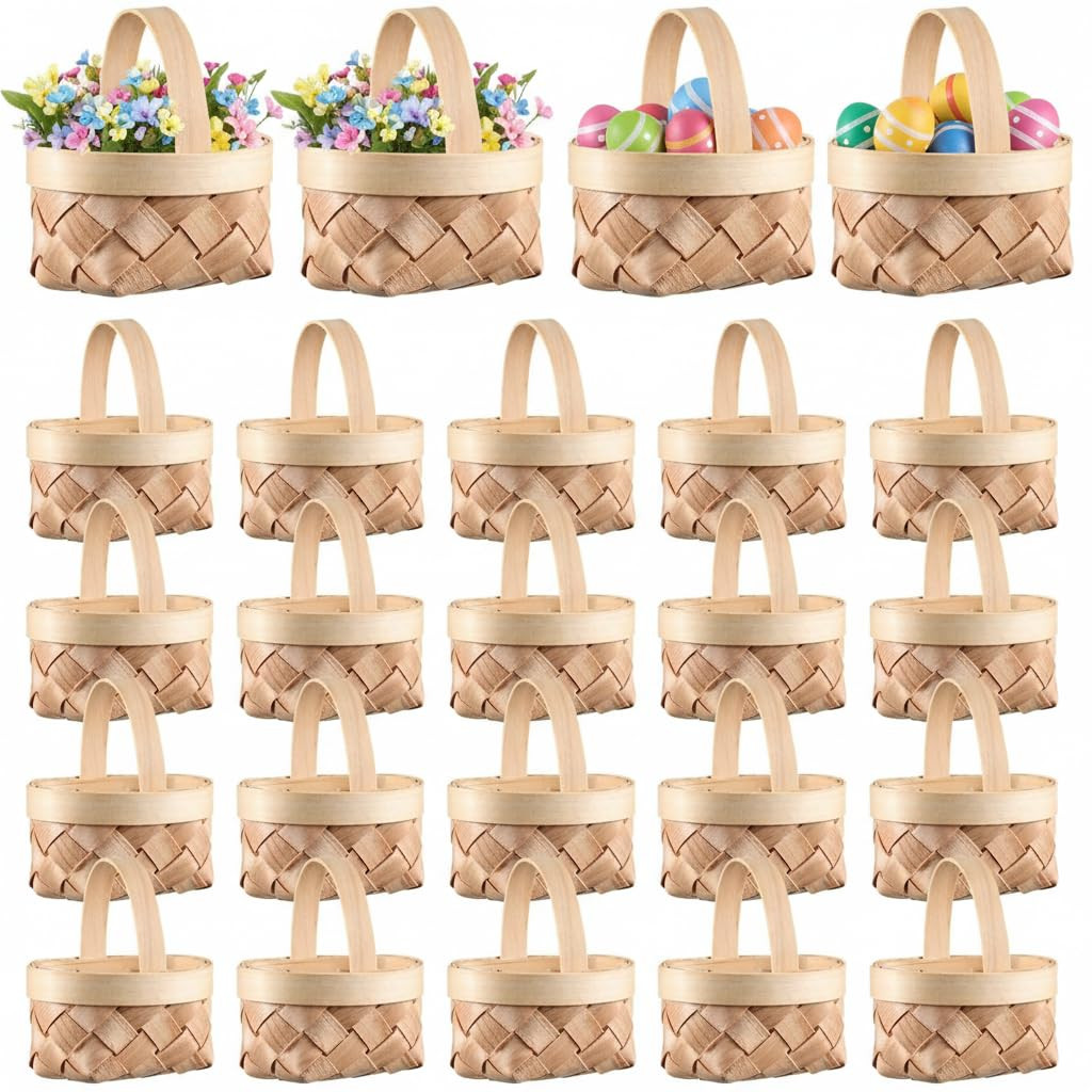 DOITOOL 24 Pack Mini Woven Baskets with Handles, Farmhouse Miniature Flower Basket for Easter Wed... | Amazon (US)