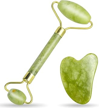 Gua Sha Facial Tools Set and Jade Roller for Face, Jade Roller, 100% Real Natural Stone Beauty Ja... | Amazon (US)