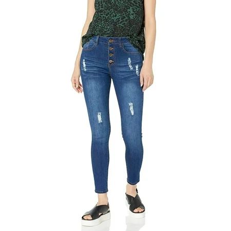 Cover Girl Cute Super High Waisted Button Up Fly Juniors Skinny Jeans | Walmart (US)