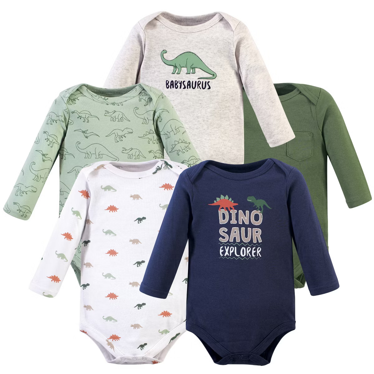 Hudson Baby Infant Boy Cotton Long-Sleeve Bodysuits 5pk, Dinosaur Explorer | Target