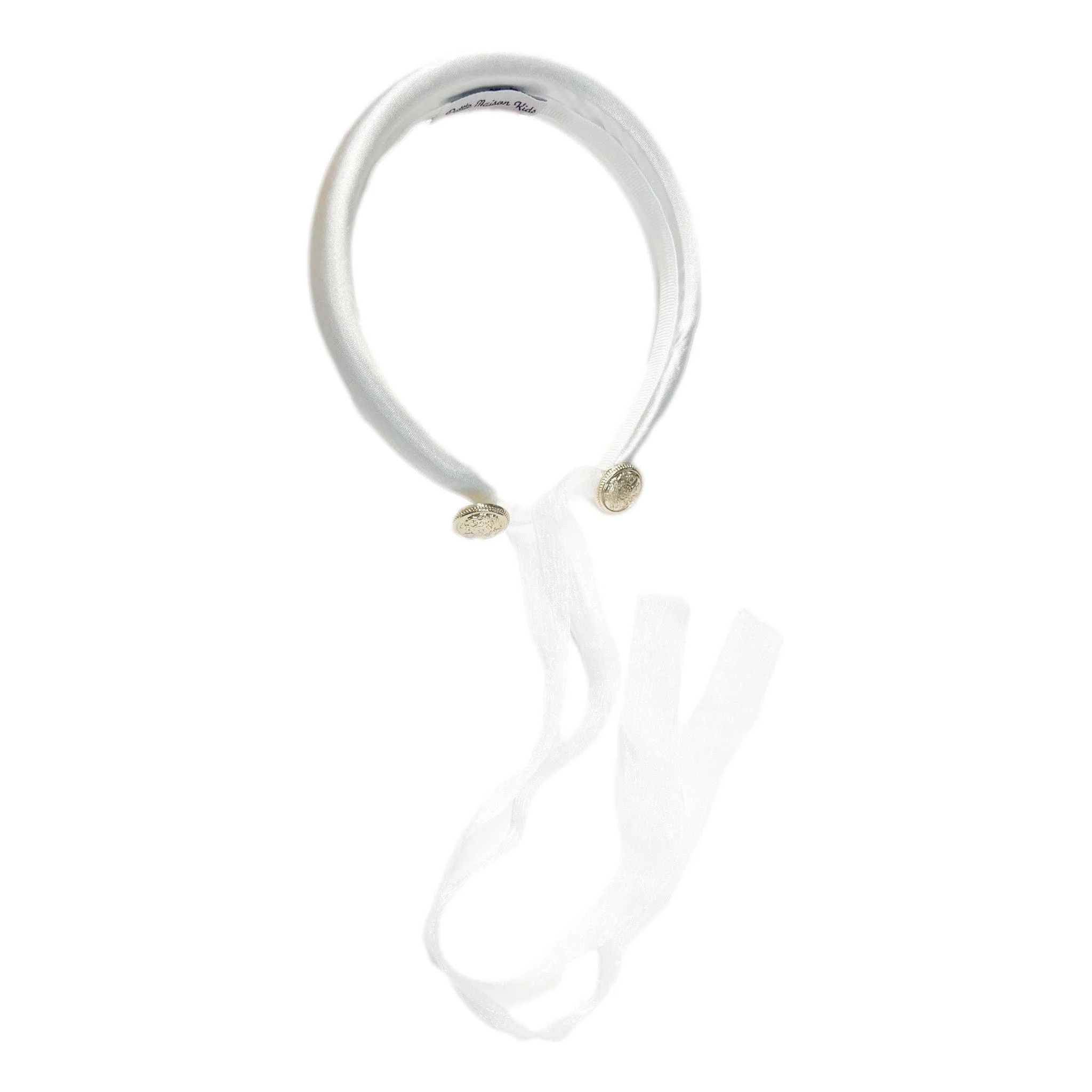 White Satin Tuxedo Headband | petite maison kids