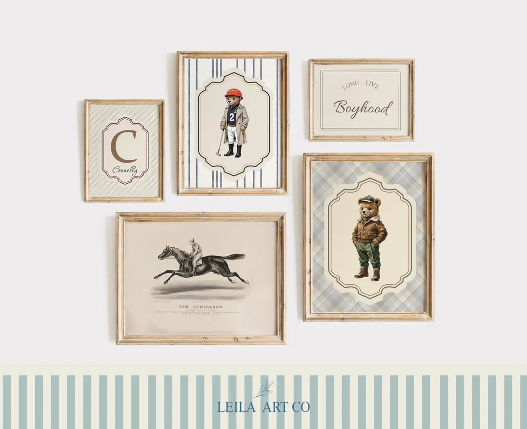 Vintage Polo Bear and Horse Art Set for Classic Boys Room Decor Poster - Etsy Canada | Etsy (US)