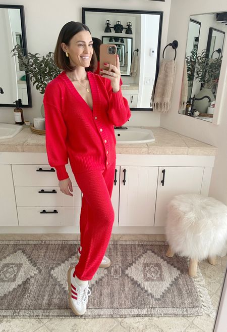 FASHION \ red set from Amazon❤️ wearing a small! Paired with my favorited new adidas samba kicks - run big, half size down.

Loungewear
Mom outfit
Spring travel
Bathroom decor
Target home 

#LTKstyletip #LTKhome #LTKfindsunder50