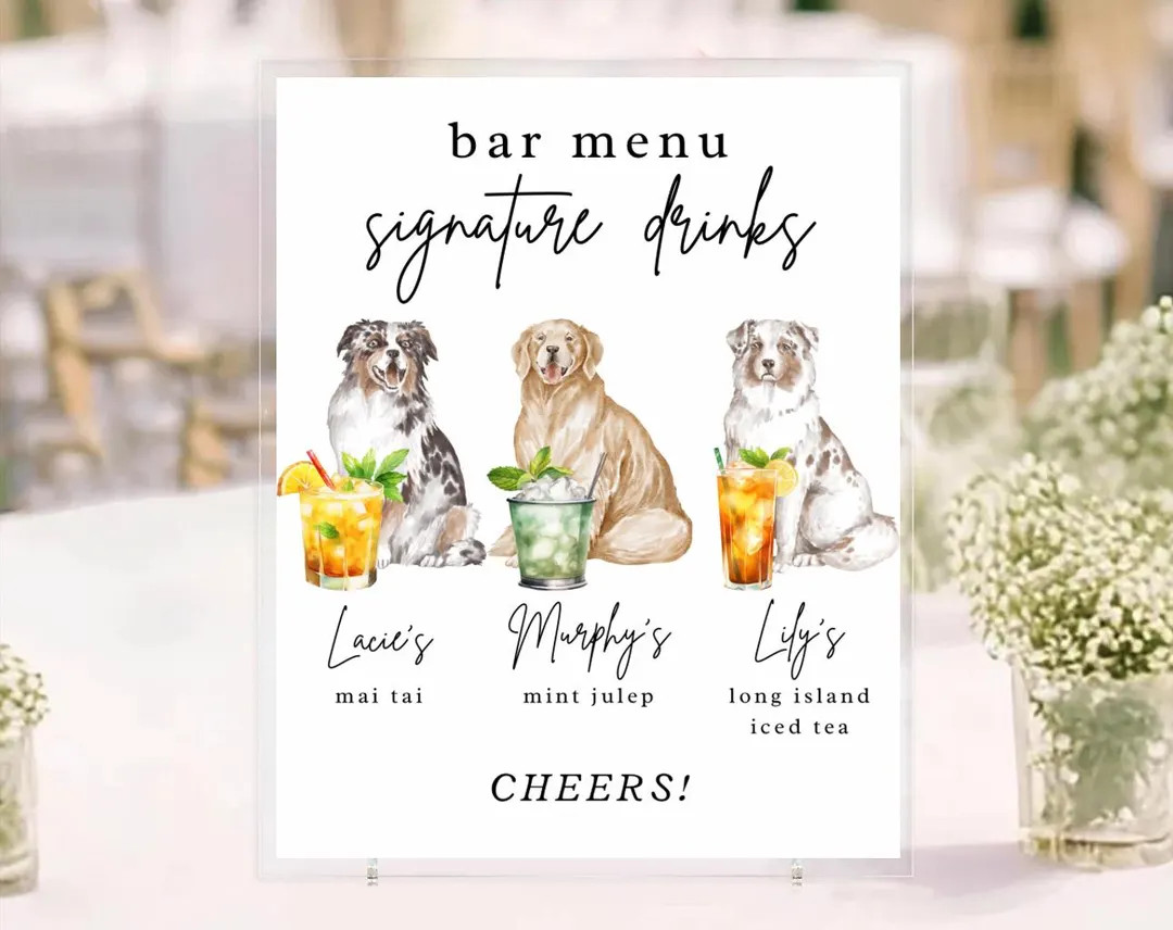 Wedding Drink Sign Dog Puppy Cocktails Alcohol Beverage Decor Instant Download Customizable Digit... | Etsy (US)