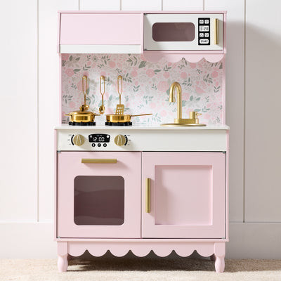 Cottage Wooden Play Kitchen Toy Set for Kids w/ 5 Accessories, Oven - Pink - Best Choice Products Online | Best Choice Products 