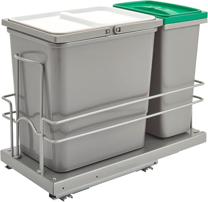 Rev-A-Shelf Undermount Pullout 15 Qt Trash Can & 8 Qt Recycle Bin w/Soft-Close Slides, Reduced De... | Amazon (US)