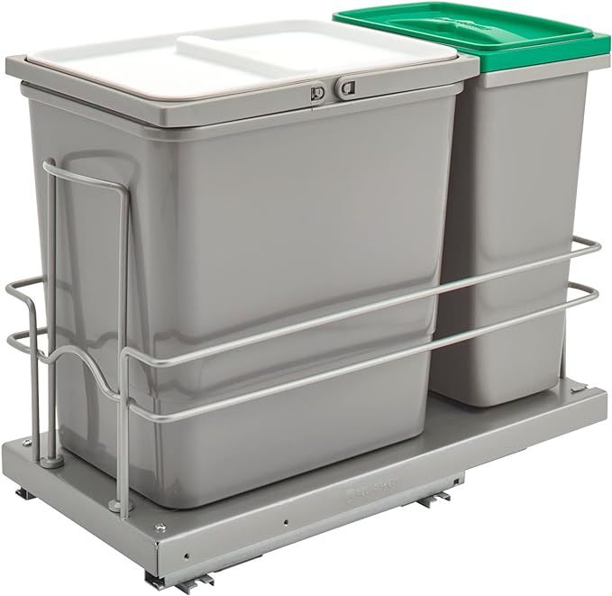 Rev-A-Shelf Double Trash Can Under Counter Pull Out and Recycle Bin with Reduced Depth for Trash ... | Amazon (US)