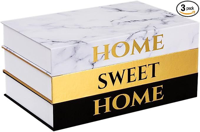 Home Sweet Home Stacked Books Decor - Set of 3, Storage Box for Entry Table - Decorative Stacked ... | Amazon (US)