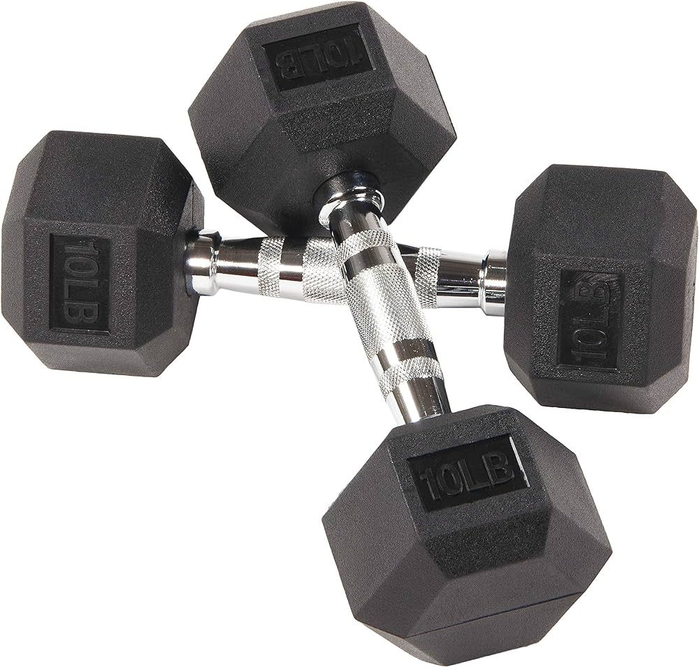 BalanceFrom Rubber Coated Hex Dumbbell Weight Set and Storage Rack, Multiple Packages | Amazon (US)