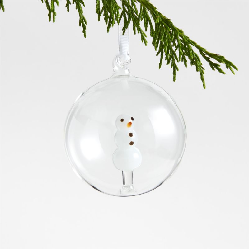 Glass Snowman Christmas Tree Ornament + Reviews | Crate & Barrel | Crate & Barrel