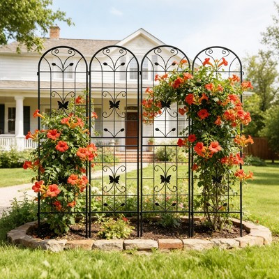 TIRAMISUBEST 4-Pack Metal Garden Trellis, 86.7" x 19.7" Rustproof Galvanized Steel Support for Climbing Vines, Flowers & Roses | Target