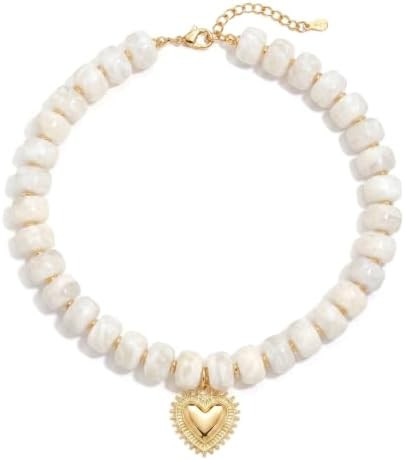 Beaded Necklaces for Women, Chunky Acrylic Bead Choker Necklace, Colorful White Statement Jewelry... | Amazon (US)