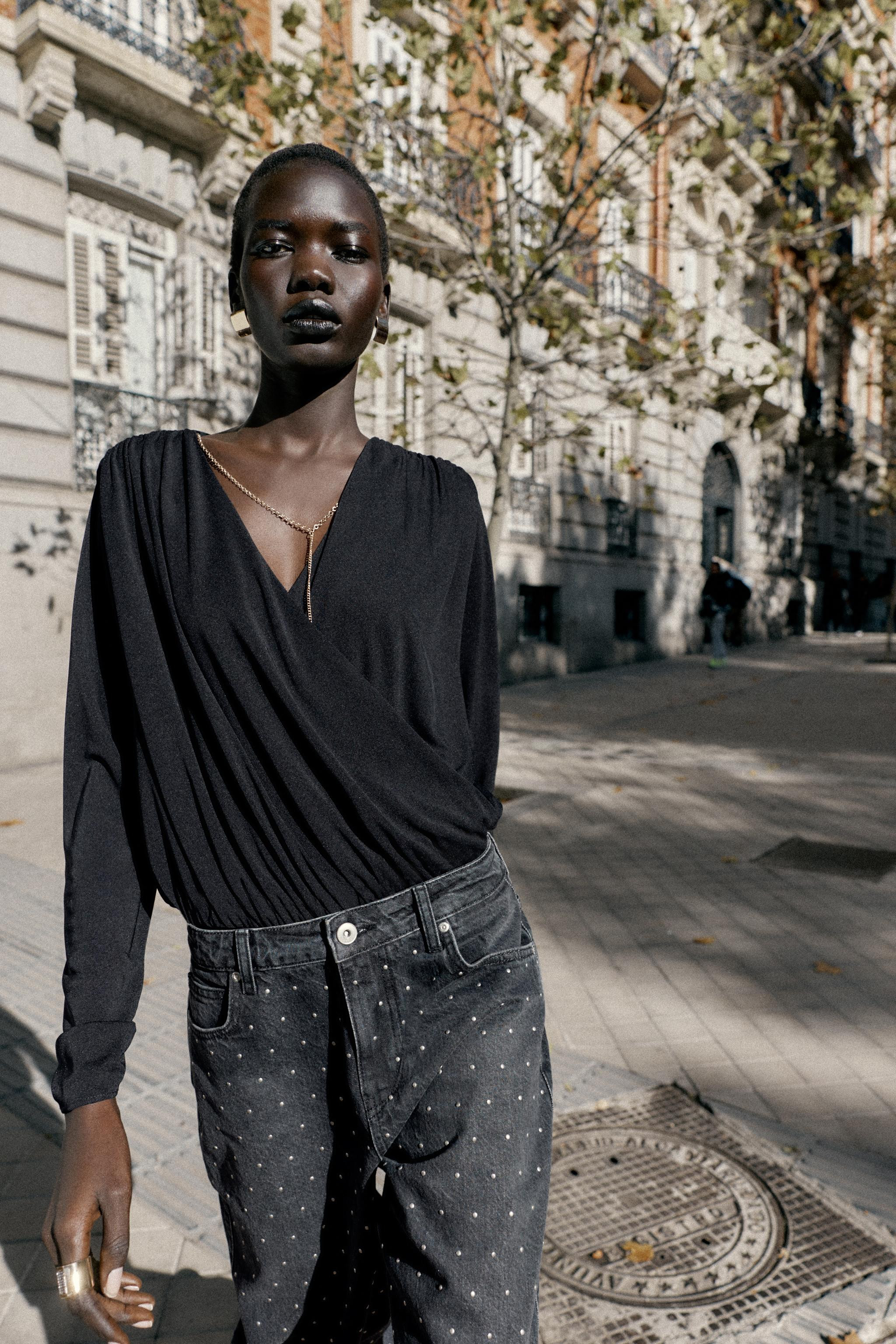 Z1975 HIGH WAIST LOOSE STRAIGHT JEANS WITH SPARKLE | Zara US