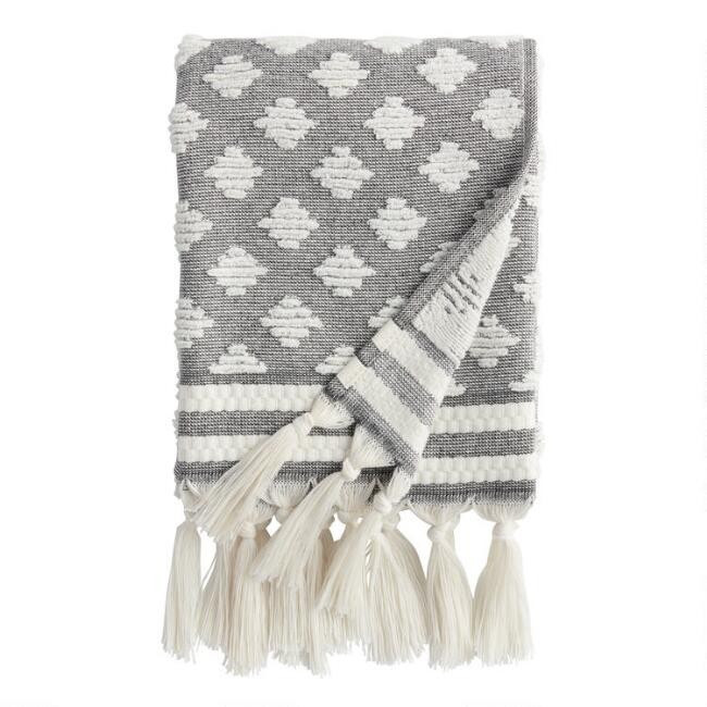 Black And White Sculpted Diamond Brea Hand Towel | World Market