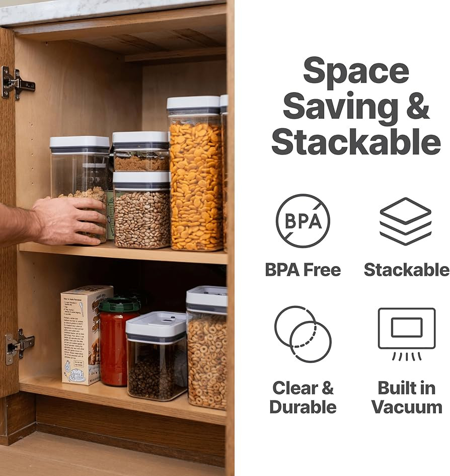 Fontaines 7-Pack Pump-Lock Food Storage Containers - Pump Vacuums Out Air with Locking Lid for Ai... | Amazon (US)