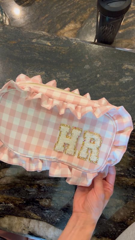 Gingham Ruffle Travel Pouch Monogram Chenille Glitter Patches Kids Girls Baby Toddler Plane Activities Toiletry Makeup What to Pack Snack Spinner

#LTKbaby #LTKtravel #LTKkids