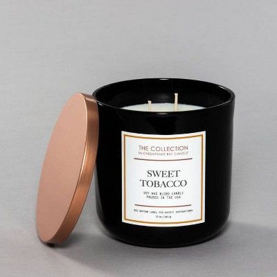 2-Wick Tinted Glass Sweet Tobacco Lidded Jar Candle Black 12oz - The Collection By Chesapeake Bay... | Target