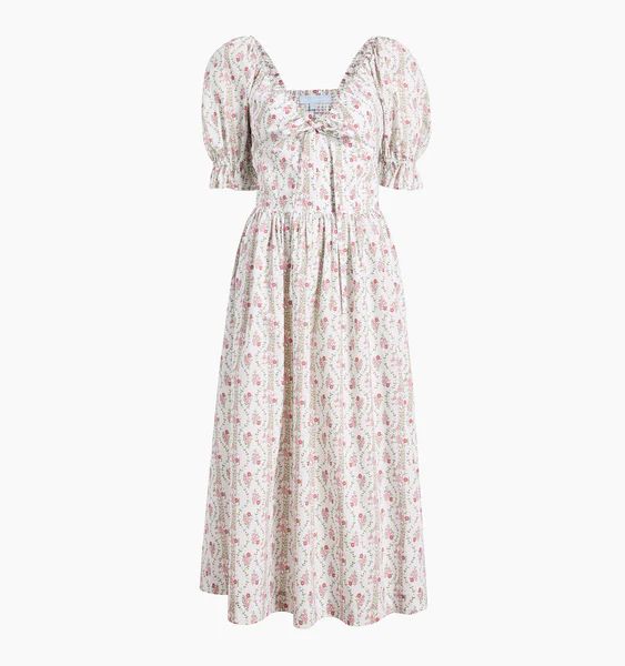 The Ophelia Dress - Pink Vine Stripe Cotton | Hill House Home