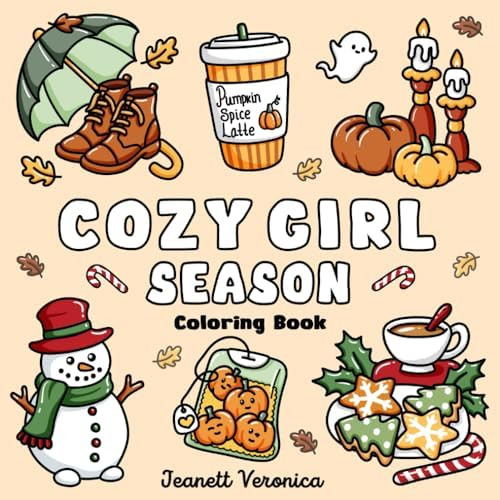Cozy Girl Season: Bold and Easy Coloring Book for Adults & Teens, Featuring Fall, Halloween, and ... | Amazon (US)