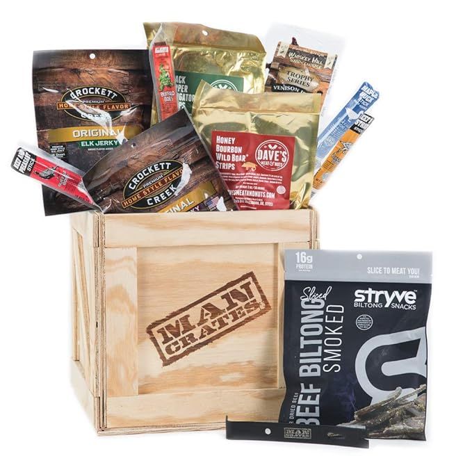 Exotic Meats Crate – Includes 10 Rare Jerky Flavors Like Venison, Wild Boar, Elk and More – S... | Amazon (US)