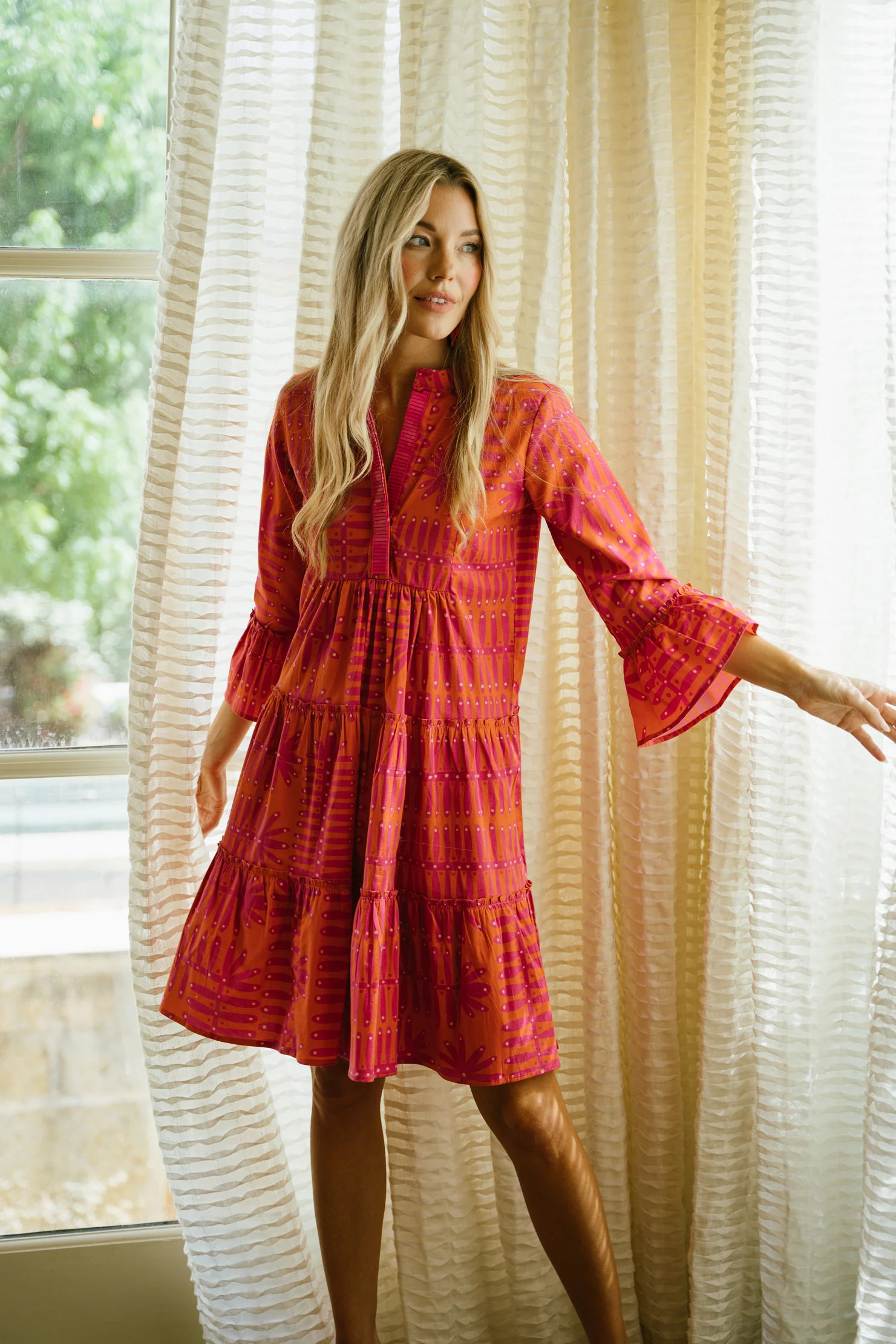 Sheridan French I Resort 2024 I Caty Dress in Magenta Botanical | Sheridan French