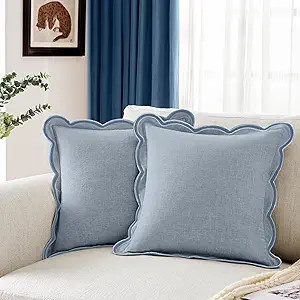 Scalloped Pillow Cover Pack of 2 Spring Chenille Decorative Throw Pillow Covers Cute Boho Couch P... | Amazon (US)