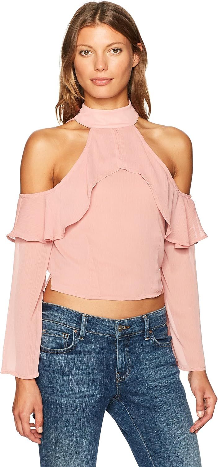 Lucca Couture Women's Mia Cold Shoulder Ruffle Top | Amazon (US)