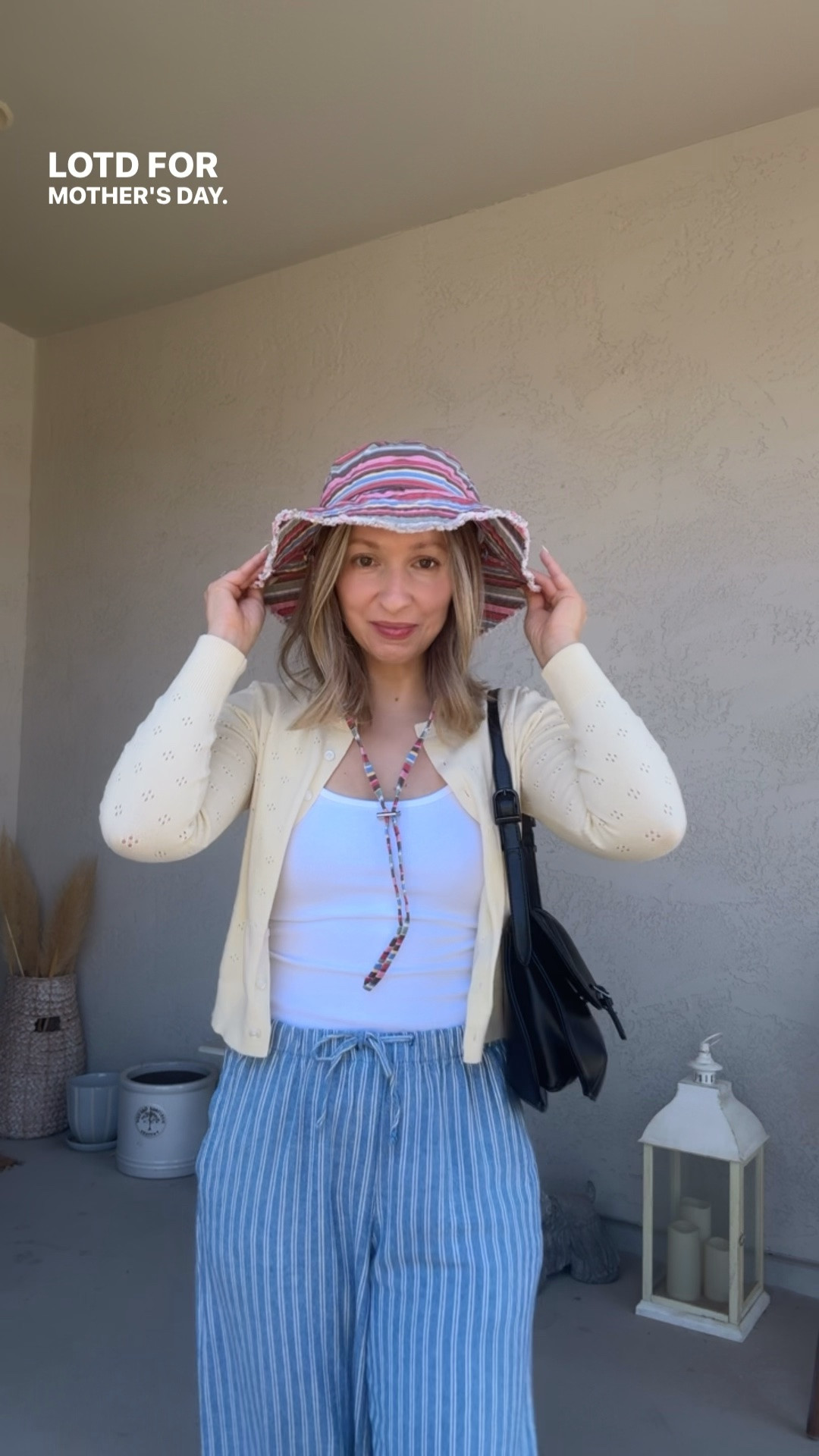 Gap goodies 40% off! The rainbow bucket hat is currently sold out but available in neutral and bold colors including classic dark washed denim. Wearing size xs petite modern tank top in white 

Ootd 
Mother’s Day 
Mom style 
Summer outfits
Classic style

#LTKootd #LTKmomlife #LTKMothersDay