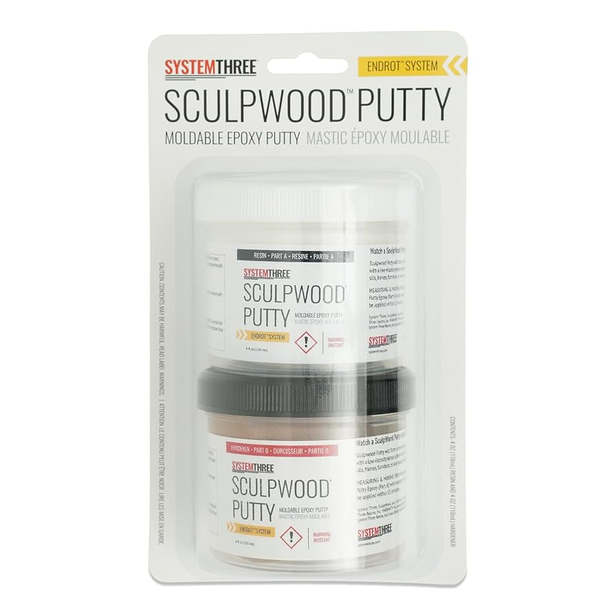 System Three SculpWood Putty Epoxy Wood Filler, 8 oz, Brown | Amazon (US)