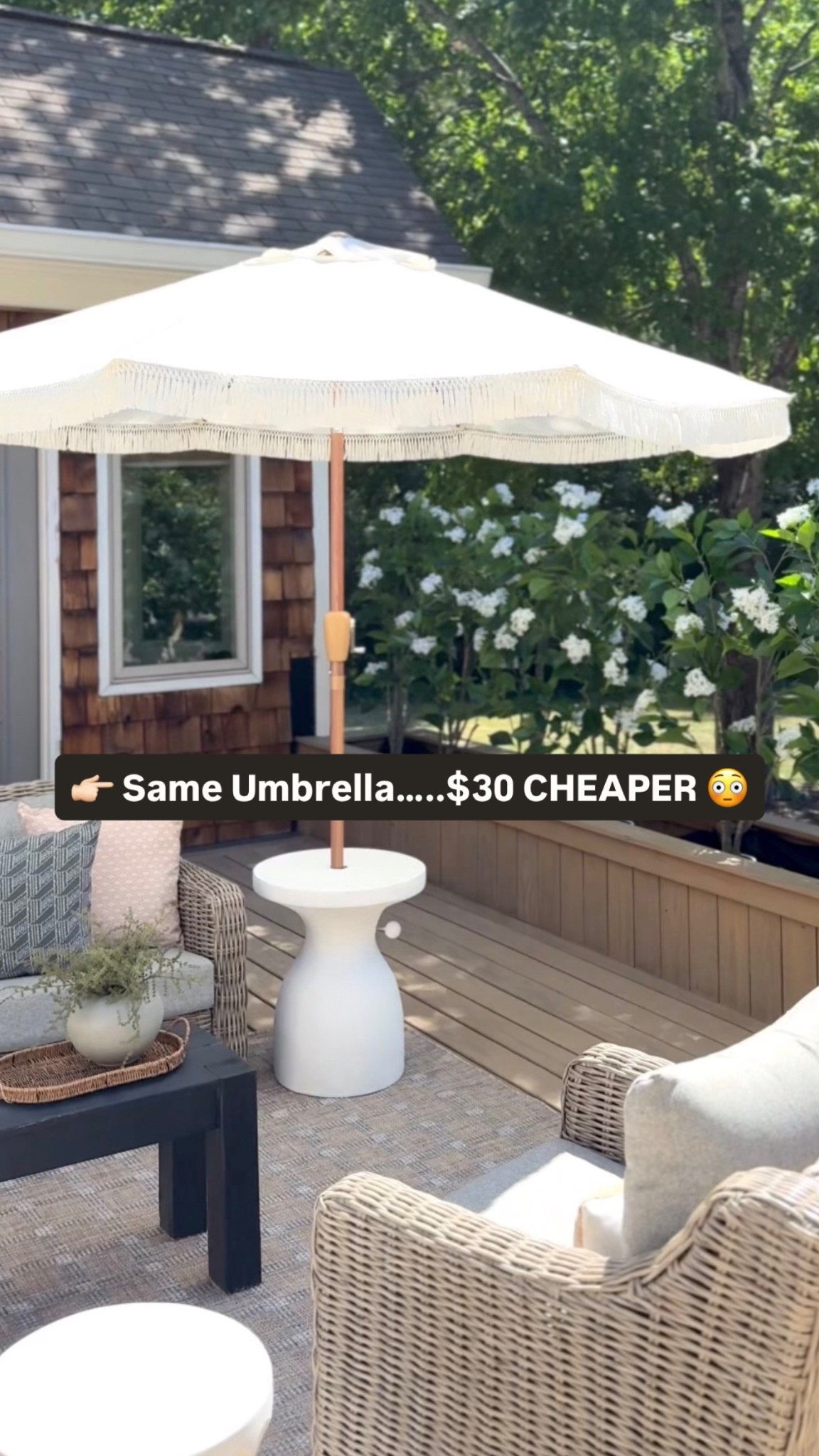 I loved this fringe patio umbrella so much… until I realized I overpaid 😅
I just found the exact same umbrella for $30 less 🙌

If you’ve been looking for a designer look patio umbrella with that elevated, coastal feel—this one is it. The fringe detail makes it look so high-end, and it completely transforms an outdoor space without a big price tag.

Linking the better price here 🤍
Amazon find | Walmart find | outdoor furniture | outdoor rug | market umbrella 

#LTKSaleAlert #LTKHome #LTKSeasonal