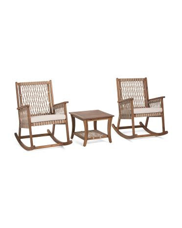 3pc Outdoor Rocking Chairs And Table Set | TJ Maxx
