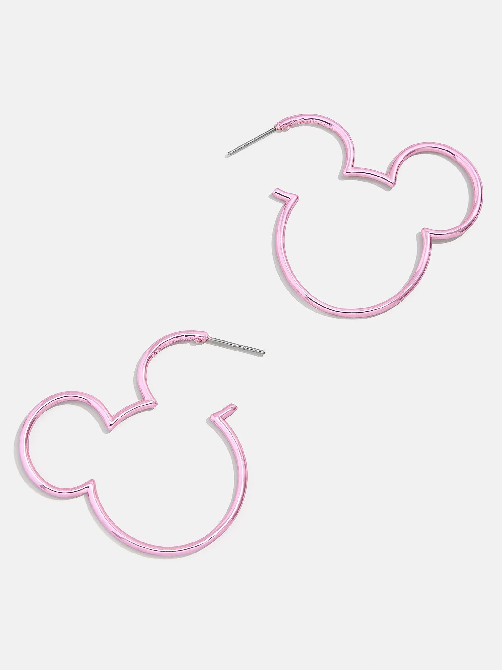 Mickey Mouse Disney Outline Hoop Earrings - Metallic Pink | BaubleBar (US)