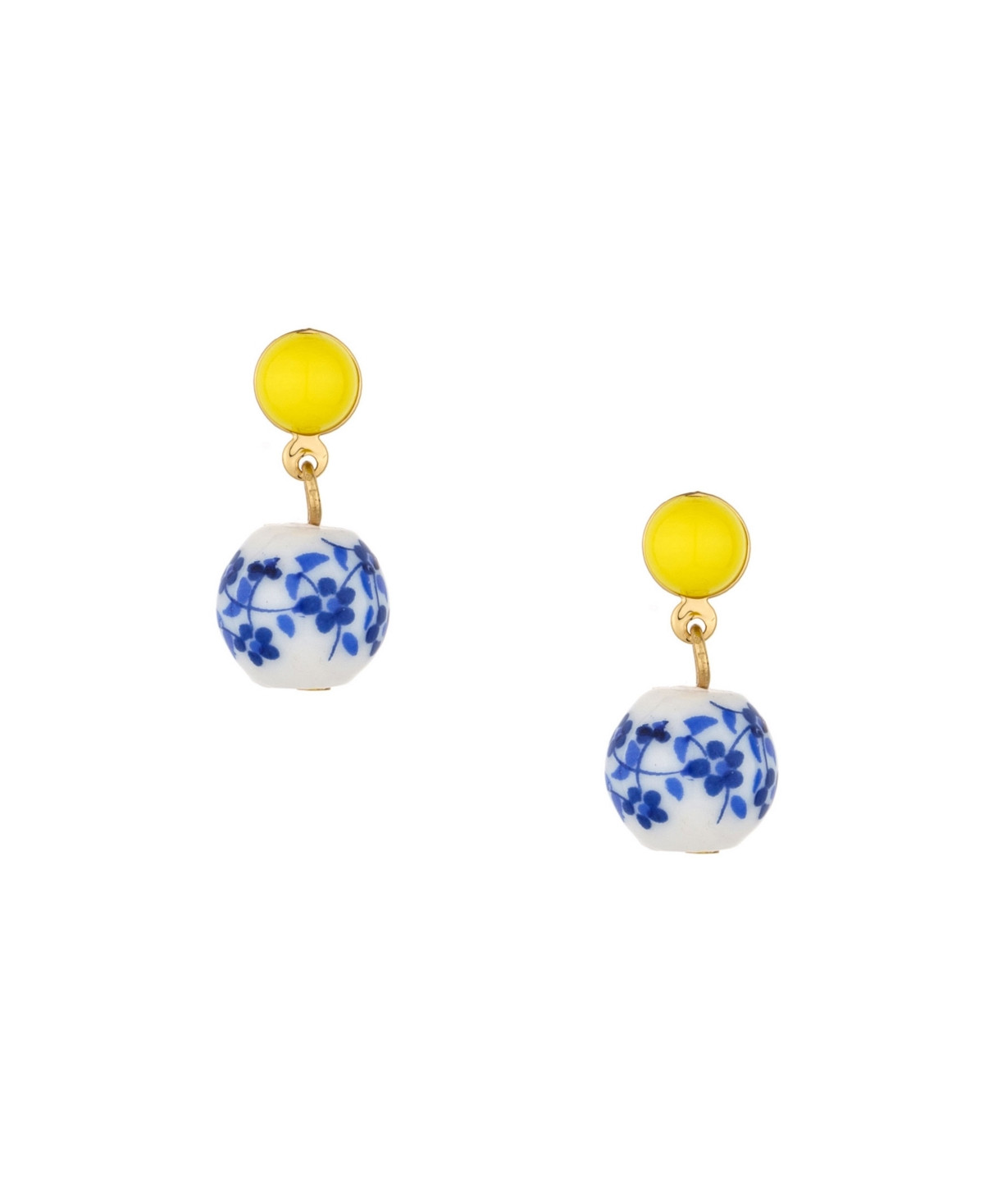 Ettika Blue and Yellow Ceramic Bead Drop Earrings - Gold-Tone | Macy's