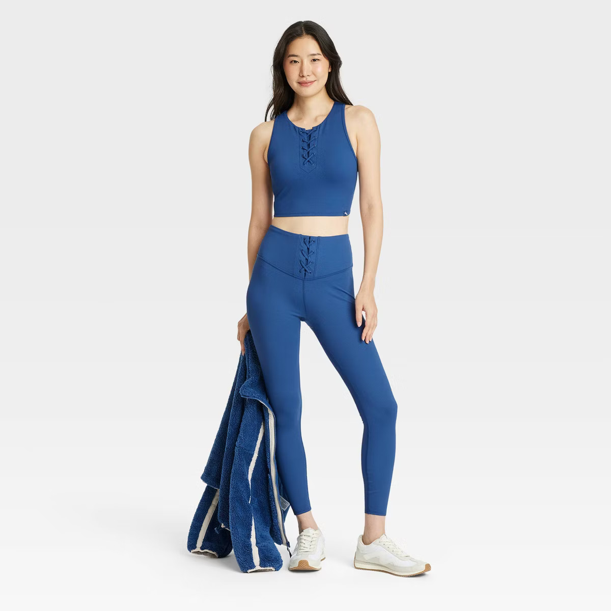 Women's High Rise Lace-Up Detail Ribbed 7/8 Leggings - JoyLab™ | Target