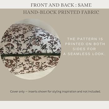 Palm & Loom 100% Cotton Linen Cushion Cover - Aira Decorative Throw Pillow Case with Moss Green &... | Amazon (US)