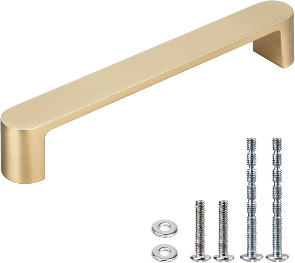 WEAVERBIRD 4 Pack Brushed Brass Finish Cabinet Handles Drawer Pulls Furniture Cabinet Hardware Cu... | Amazon (US)