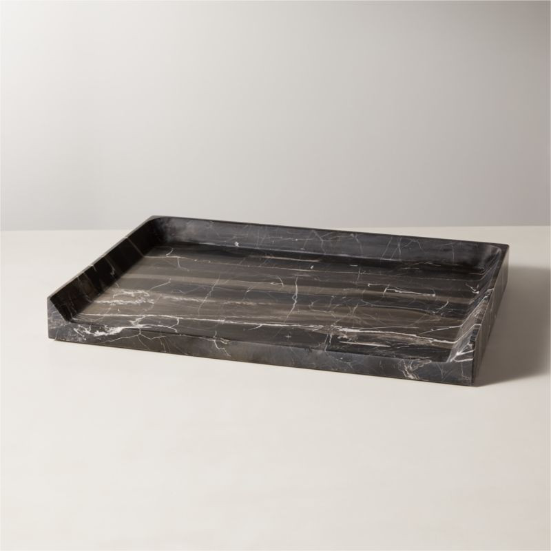 Strata Black Marble Letter Tray + Reviews | CB2 | CB2