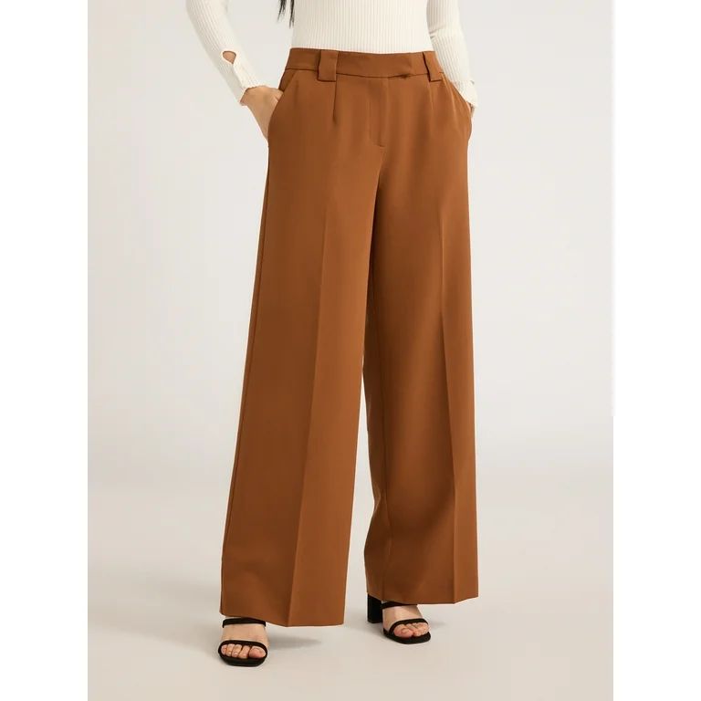 Scoop Women’s Ultimate Crepe Wide Leg Trousers, 32.5" Inseam, Sizes 0-20 | Walmart (US)