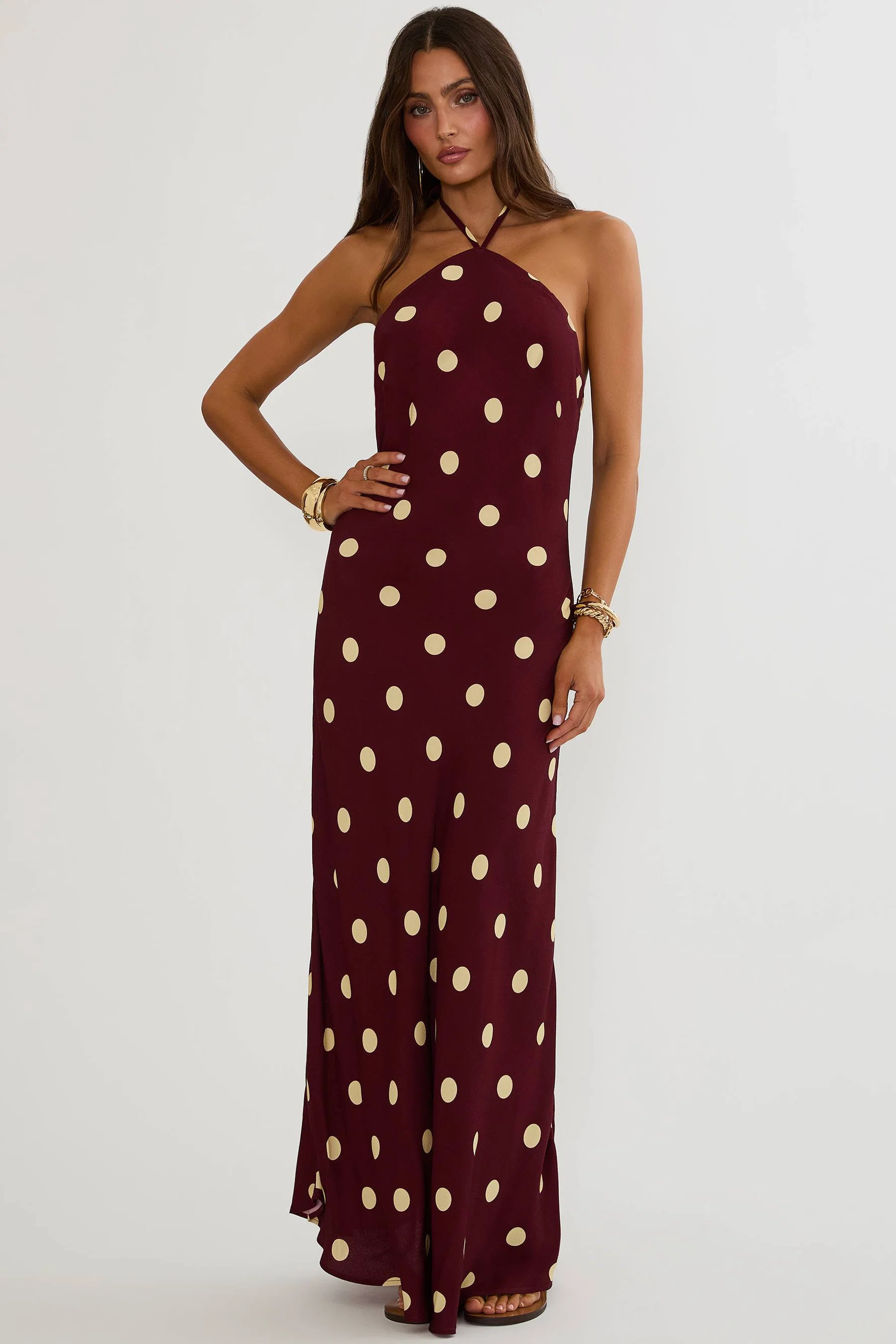 Xandra Dress Butter Blossom Polka Dot | Halter Maxi Dress | Beach Riot | Beach Riot