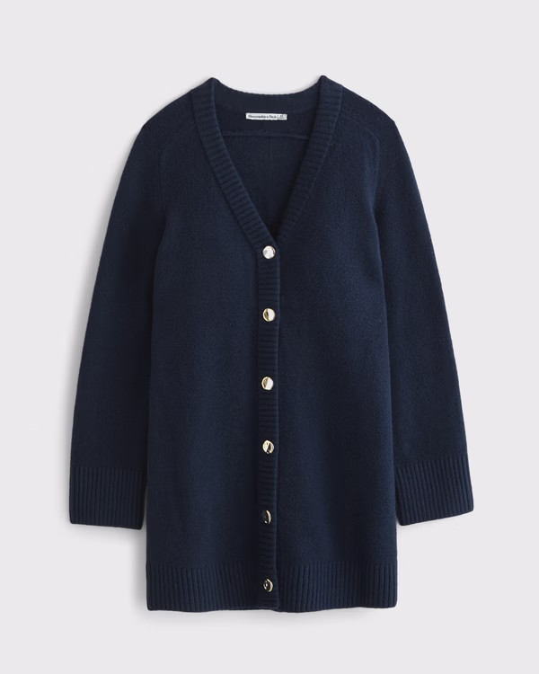 Long-Sleeve Cardigan Mini Sweater Dress | Abercrombie & Fitch (US)