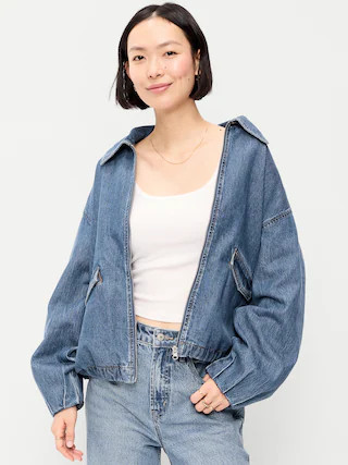 Full-Zip Harrington Jean Jacket | Old Navy (US)