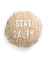 18x18 Stay Salty Outdoor Round Straw Pillow | Marshalls