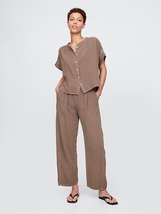 Cotton Gauze Easy Barrel Pants | Gap (US)