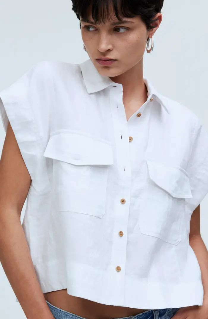 Flap Pocket Linen Button-Up Shirt | Nordstrom