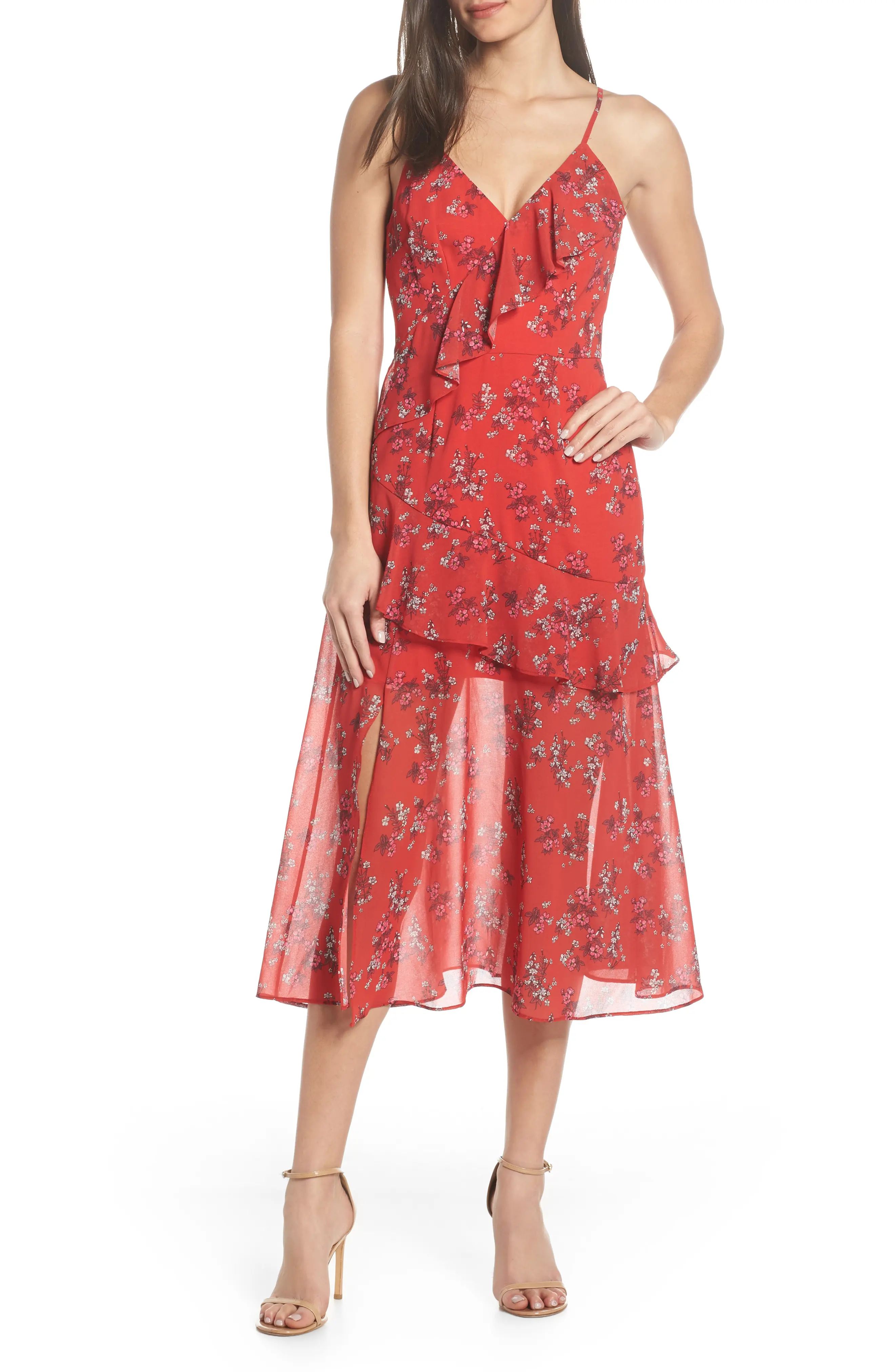 Keepsake the Label Heart & Soul Ruffle Detail Tea Length Dress | Nordstrom